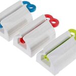 Rolling Tube Toothpaste Squeezer Toothpaste Seat Holder Stand Rotate Toothpaste Dispenser for Bathroom(Red, Blue and Green)