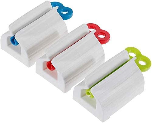 Rolling Tube Toothpaste Squeezer Toothpaste Seat Holder Stand Rotate Toothpaste Dispenser for Bathroom(Red, Blue and Green)