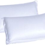 2pcs Silk Pillowcase Standard 50×75CM Silky Soft & Wrinkle Free Pure Color Silk Pillow Case Without Zipper(White)