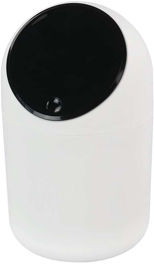 White Desktop Waste Cans with Black Lid, Mini Push Button Trash Bins, 0.5 Gallon