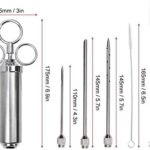 304 Stainless Steel Meat Injector Syringe, Turkey Basting Flavor Food Seasoning Injector Kit, 3 Marinade Injector Needles and 2 Cleaning Brushes for Grill BBQ Meat - Image 4