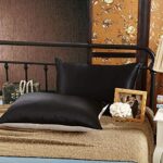 100% Mulberry Silk Pillowcase for Hair and Skin with Hidden Zipper Cotton Underside Standard Size 1pc , Black)(Standard(51X75CM) - Image 3