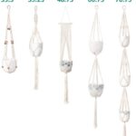 5 Pack Macrame Plant Hangers, Different Tiers, Handmade Cotton Rope Hanging Planters Set Flower Pots Holder Stand, for Indoor Outdoor Boho Home Decor - Image 4