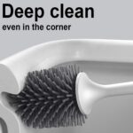 White Toilet Brush and Holder Set, Antibacterial & Silicone Bathroom Toilet Bowl Brush Set, No Scratch Soft Toilet Cleaner Brush - Image 2