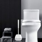 Toilet Brush and Holder Set, Silicone & Antibacterial Bristles Bathroom Cleaning Bowl Brush Kit White - Image 7