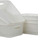 White Plastic Storage Baskets, Set of 6, 25.5 cm x 19.6 cm x 10.4 cm - Image 7