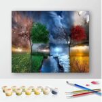 DIY Paint by Numbers Kit for Adults Four Season Tree of Life DIY Paint by Numbers Landscape Scene Paintings Arts Craft for Home Wall Decor Pre Printed Art Quality Canvas, 3 Brushes, 24 Paints - Image 4