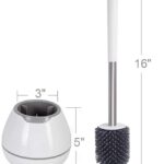 Toilet Brush and Holder Set, Silicone & Antibacterial Bristles Bathroom Cleaning Bowl Brush Kit White - Image 6