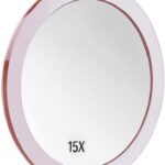 15X Magnifying Mirror with 3 Mounting Suction Cups Used for Precise Makeup Application Eyebrows/Tweezing Blackhead/Blemish Removal Bathroom/Travel Makeup Mirror (Rose Gold)(6 inches Round) - Image 5