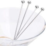 Set of 12 Stainless Steel Cocktail Picks&Mixing Spoons, 10 Pieces 4 Inches Cocktail Picks and 2 Pieces 12 Inches Spiral Pattern Bar Cocktail Shaker Spoon - Image 2