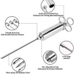 304 Stainless Steel Meat Injector Syringe, Turkey Basting Flavor Food Seasoning Injector Kit, 3 Marinade Injector Needles and 2 Cleaning Brushes for Grill BBQ Meat - Image 3