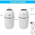 Air Humidifier, 300ml USB Desk Humidifiers, Car Diffuser, Whisper Quiet Operation, Night Light Function, Two Spray Modes,Auto Shut Off for Bedroom, Babies Room, Office, Home - Image 2