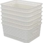 White Plastic Storage Baskets, Set of 6, 25.5 cm x 19.6 cm x 10.4 cm - Image 6