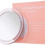 15X Magnifying Mirror with 3 Mounting Suction Cups Used for Precise Makeup Application Eyebrows/Tweezing Blackhead/Blemish Removal Bathroom/Travel Makeup Mirror (Rose Gold)(6 inches Round)