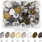 80 Sets 17mm Metal Jeans Button Replacement Kit Fastener Tack Buttons for Denim Jeans Pants Buttons Fix Repair
