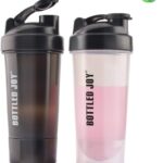 Protein Shaker Bottle with Power Storage 24 OZ Mixer Cups 2 Pack Soccer Shape Mixing, No Blending Ball or Whisk Needed, BPA Free - Image 2