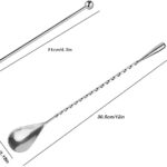 Set of 12 Stainless Steel Cocktail Picks&Mixing Spoons, 10 Pieces 4 Inches Cocktail Picks and 2 Pieces 12 Inches Spiral Pattern Bar Cocktail Shaker Spoon - Image 7