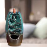 Incense Burner Waterfall Backflow Smoke Mountain Ceramic Cone Holder + 10 Cones