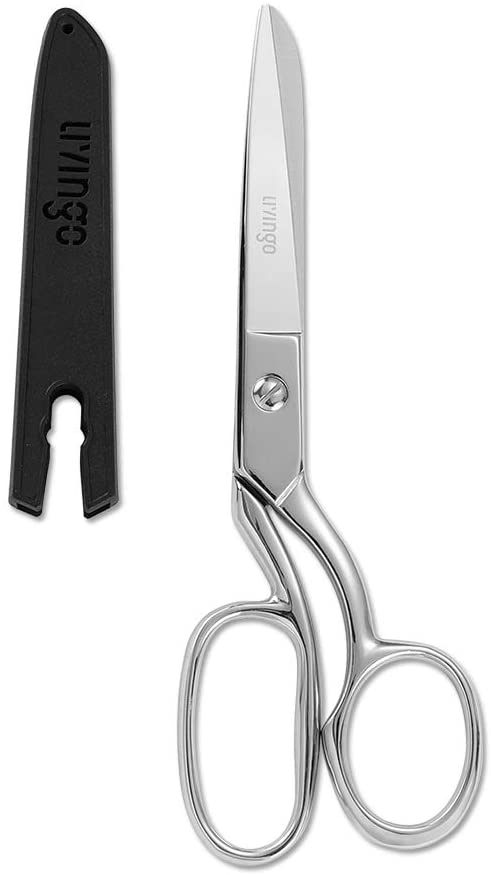 8" Professional Heavy Duty Tailor Fabric Scissors, Dressmaker Sewing Classic Stainless Steel Ultra Sharp Forged Shears, Bent(20.3cm)