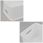 White Plastic Storage Baskets, Set of 6, 25.5 cm x 19.6 cm x 10.4 cm - Image 3