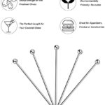 Set of 12 Stainless Steel Cocktail Picks&Mixing Spoons, 10 Pieces 4 Inches Cocktail Picks and 2 Pieces 12 Inches Spiral Pattern Bar Cocktail Shaker Spoon - Image 3