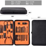 Manicure Pedicure Set Nail Clippers 15 in 1 Men’s Stainless Steel Professional Pedicure Kit Nail Scissors Grooming Kit with Black Leather Travel Case - Image 2