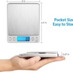 Digital Kitchen Scale 3000g 0.01oz/ 0.1g Pocket Cooking Scale Mini Food Scale Pro Electronic Jewelry Scale with Back Lit LCD Display Tare & PCS Functions Stainless Steel Batteries Included - Image 6