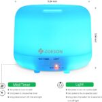 Essential Oil Diffuser, 300ML Ultrasonic Aromatherapy Fragrant Oil Vaporizer Humidifier, Timer and Auto Off Safety Switch, 7 LED Light Colors, Remote Control… - Image 2
