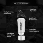 Protein Shaker Bottle with Power Storage 24 OZ Mixer Cups 2 Pack Soccer Shape Mixing, No Blending Ball or Whisk Needed, BPA Free - Image 3