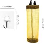 Plastic Bag Holder, 4 Pcs Household Foldable Breathable Hanging Mesh Garbage Bags Organizer with 4 Pcs Hook Hanger for Home and Kitchen Black/Yellow/Grey - Image 3