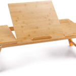 Laptop Tray Desk Bamboo Adjustable Table Foldable Breakfast Serving Right Left Hand Bed Tray Large Size with Leg Cover