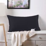 100% Mulberry Silk Pillowcase for Hair and Skin with Hidden Zipper Cotton Underside Standard Size 1pc , Black)(Standard(51X75CM)