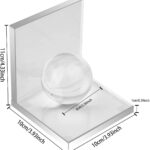 Innovative Crystal Clear Bookends with Crystal Ball, 1 Pair L Shape Non Skid Sturdy Crystal Bookends for Heavy Books, Bookshelf, Office, School Library, Decorative Ornaments - Image 2