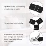 Bed Sheet Fasteners, Adjustable Triangle Elastic Suspenders Gripper Holder Straps Clip for Bed Sheets,Mattress Covers, Sofa Cushion, Plastic+Metal, Black, 4 Pack Short - Image 2