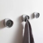 Kitchen Towel Hooks Round Self Adhesive Dish Towel Holder Wall Mount Hand Towel Hook Tea Towel Rack Hanger for Cabinet Door, Chrome Plated(3 Pack)
