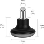 Bell Glides Replacement Office Chair Swivel Caster Wheels to Fixed Stationary Castors, Short Profile Black 5pcs - Image 2