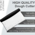 Bench Scraper & Chopper, Metal Dough Cutter Pastry Scraper for Cake Pizza Bread, Multi Purpose Kitchen Gadgets for Baking Cooking, Rubber Grip & Measuring Markings,1 Pack - Image 2