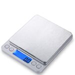 Digital Kitchen Scale, 3000g 0.01oz/ 0.1g Pocket Cooking Scale, Mini Food Scale, Pro Electronic Jewelry Scale with Back Lit LCD Display, Tare & PCS Functions, Stainless Steel,