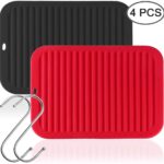 Silicone Trivet Mats, 2 pcs Thick Wave Silicone Insulation Pad with 2 pcs S Shaped Hook, Anti hot Pad/Table Coaster/Cup Pad - Image 2