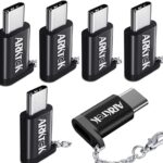 USB C to Micro USB Adapter, Type C Convert to Micro USB (Female) with Keychain Sync and Charging Cable for New MacBook, Samsung Galaxy Note 8, Google Pixel 2 XL and More (Pack of 6)(Male)