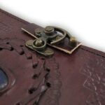 Leather Journal with Blue Stone Writing Pad Blank Notebook Handmade Notepad for Men & Women Unlined Paper Best Present Art Sketchbook Travel Diary to Write Book of Shadow Refillable Grimoire - Image 4