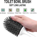 White Toilet Brush and Holder Set, Antibacterial & Silicone Bathroom Toilet Bowl Brush Set, No Scratch Soft Toilet Cleaner Brush - Image 5