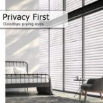 Privacy Window Film 44.5*200CM Non Adhesive Frosted Glass Film for Bathroom, Static Cling Removable Window Sticker for Home Security, Anti UV Opaque Window Covering, Blinds Pattern, 17.5 x 78.7 inches - Image 3
