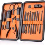 Manicure Pedicure Set Nail Clippers 15 in 1 Men’s Stainless Steel Professional Pedicure Kit Nail Scissors Grooming Kit with Black Leather Travel Case