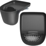 Sink Caddy with Suction Cup, Sponge and Scouring Pad Holder for Kitchen, Pack of 2, Black