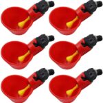 6 Pack Farm & Ranch Automatic Chicken/Poultry Drinkers/Waterers with Cups Watering Cups Bowls Red Plastic Backyards Chicken Flock Duck Bird Water Feeder(6) - Image 2