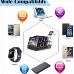 QC 3.0 Charging Station,60W 12A 6 Port Docking Stations & Desk Organizer with Quick Charge 3.0 & 5 Port USB Charger & Removable Watch Holder fit Multiple Devices iPhone/Iwatch/Tablet/Samsung Galaxy/LG and More - Image 3