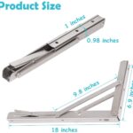 18'' Folding Shelf Brackets Max. Load 440 lb, Heavy Duty Stainless Steel DIY Wall Mounted Shelf Bracket Space Saving for Table Work Bench, Pack of 2 - Image 7