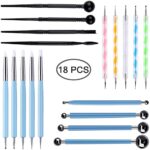 18Pcs Polymer Modeling Clay Sculpting Tools, Dotting Tools, Ball Stylus, Rubber Tips, Ceramic Clay Indentation Tools for Pottery Sculpture, Rock Painting, Art Carving Embossing - Image 2
