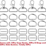 50Pcs Keychain Bulk with Key Chain Swivel Hook D Rings and Slide Buckles for Handbag Purse Hardware Craft - Image 2